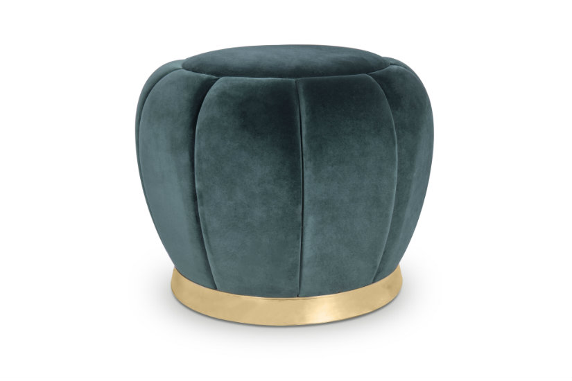 Upholstered velvet low stool